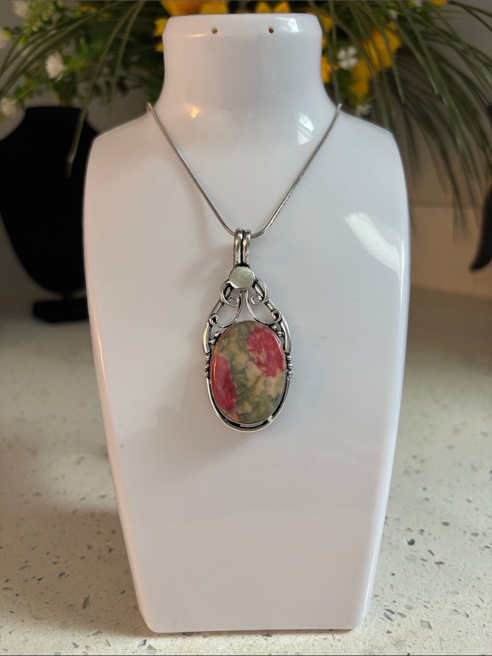 Oyster Turquoise Gemstone Handmade Pendant Necklace